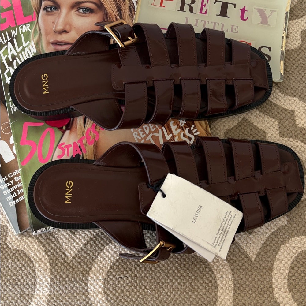 Mango MNG Fisherman brown leather sandal; size EUR 38; US 7.5; NWT - Picture 6 of 9